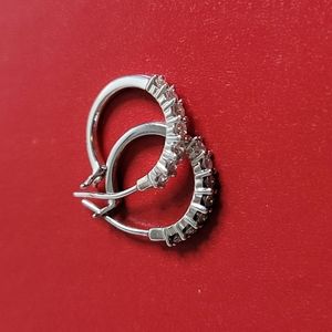 Sterling Silver Small Hoop Earrings with Rhinestones